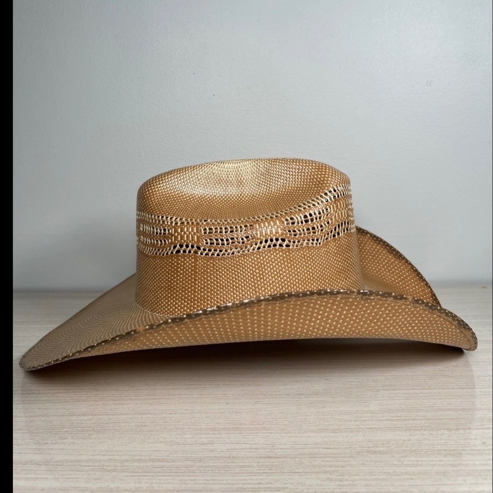 Sombreros Caval 100X Tan Straw Cowboy Cowgirl Hat Rodeo Size 7 3/8 59 Mex Mexico - Picture 4 of 9